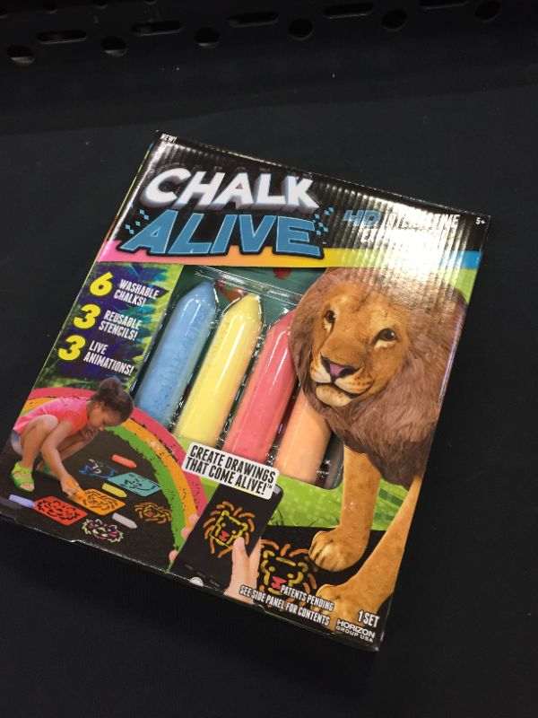 Photo 2 of Chalk Alive by Horizon Group USA, Augmented Reality Chalk Art, Watch A Lion, Tiger & Dolphin Come Alive, Includes 6 Interactive Chalks, 3 Reusable Stencils
