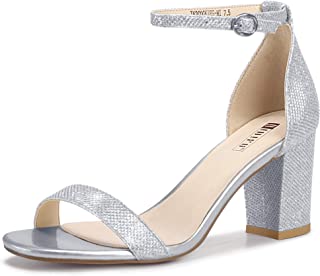 Photo 1 of IDIFU Cookie-MI Block Heels 3 Inch Sandals Chunky Open Toe Heel Wedding Homecoming Dress Shoes For Women Brides Ladies size 7