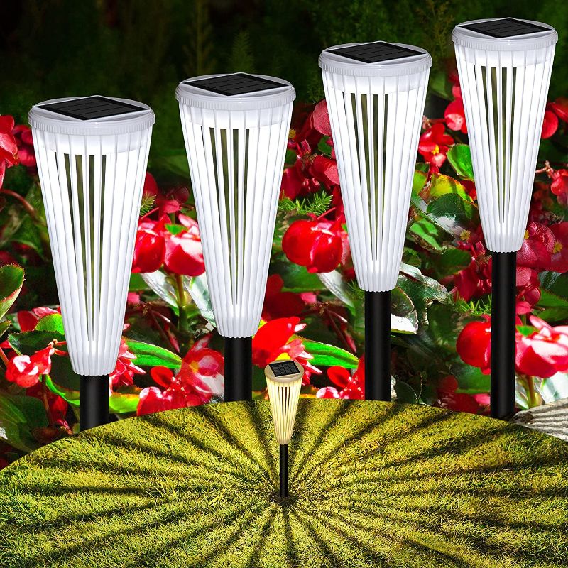 Photo 1 of DOMIDAR Solar Garden Lights 12-Pack,Solar Powered Outdoor Patio Pathway Walkway Lights Stake - Landscape Path Lights with Umbrella Pattern for Driveway Lawn Yard Front Porch Decor Warm/White Switch…