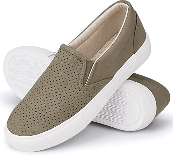 Photo 1 of JENN ARDOR Women’s Fashion Sneakers Perforated Slip on Flats Comfortable Walking Casual Shoes SIZE 9  TAUPE