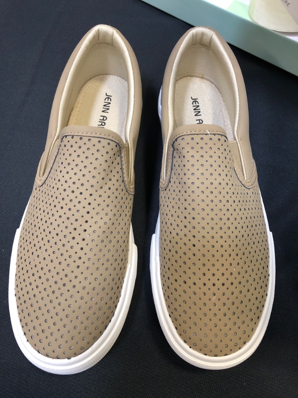 Photo 2 of JENN ARDOR Women’s Fashion Sneakers Perforated Slip on Flats Comfortable Walking Casual Shoes SIZE 9  TAUPE