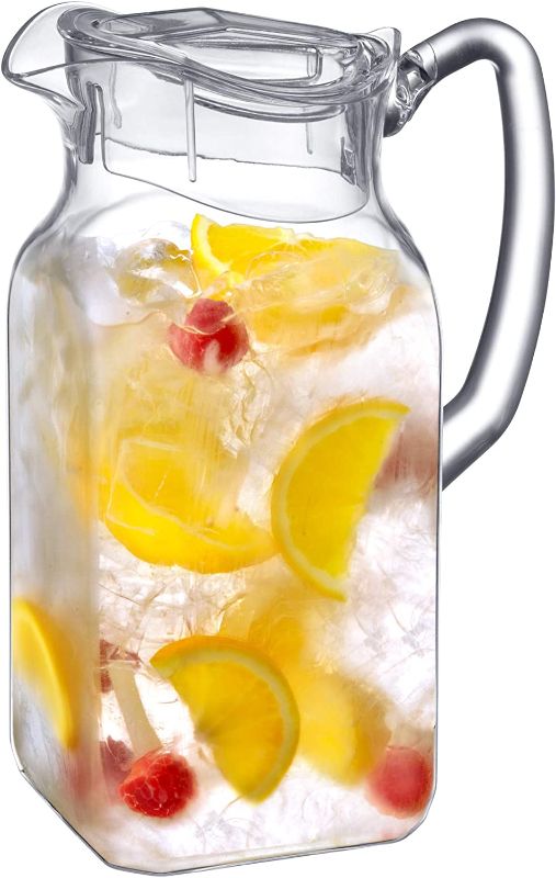 Photo 1 of Amazing Abby - Quadly - Acrylic Pitcher (64 oz), Clear Plastic Water Pitcher with Lid, Fridge Jug, BPA-Free, Shatter-Proof, Great for Iced Tea, Sangria, Lemonade, Juice, Milk, and More
