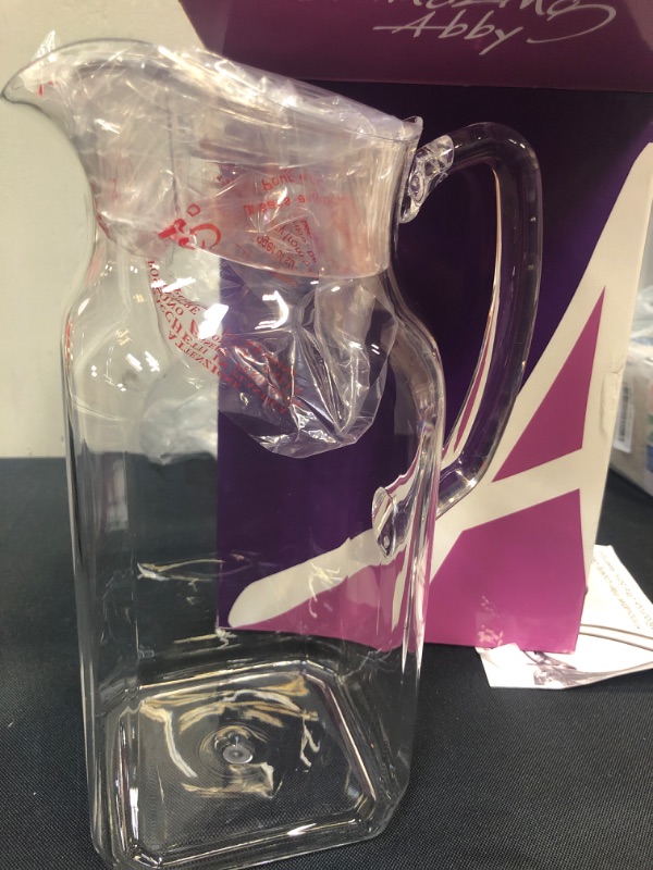 Photo 2 of Amazing Abby - Quadly - Acrylic Pitcher (64 oz), Clear Plastic Water Pitcher with Lid, Fridge Jug, BPA-Free, Shatter-Proof, Great for Iced Tea, Sangria, Lemonade, Juice, Milk, and More
