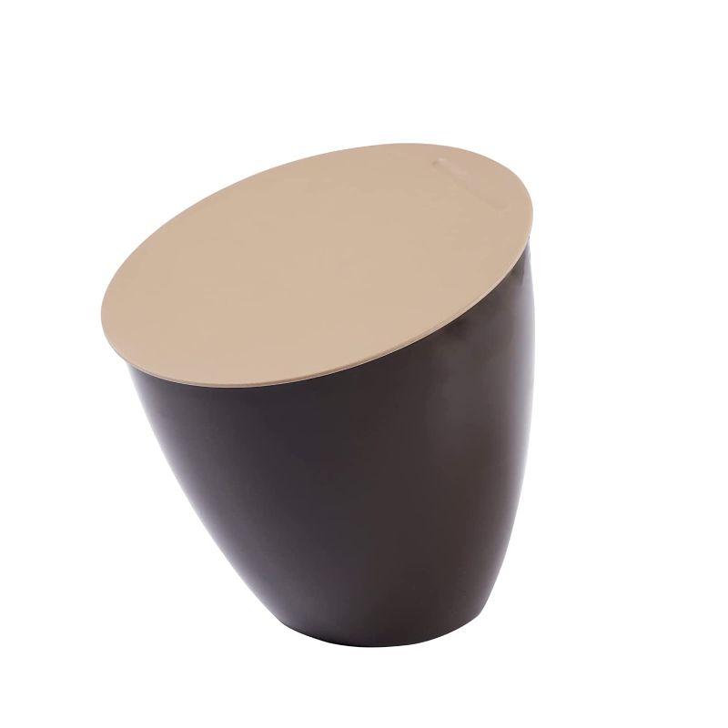 Photo 1 of LAJAR Mini Countertop Trash Can with Lid (2Liter/0.5Gallon), Office Tiny Desktop Wastebasket, Small Garbage Can for Bathroom Kitchen (Brow