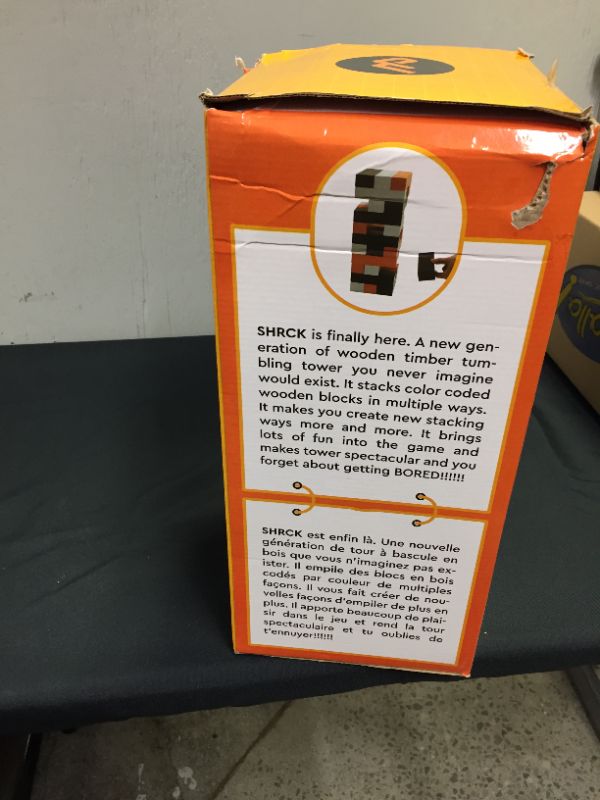 Photo 1 of Giant Stacking Game, Quick Set-up & Quick Storage Block Wooden Tower Game Set with Carrying Bag (Black ,Orange, and White Blocks)