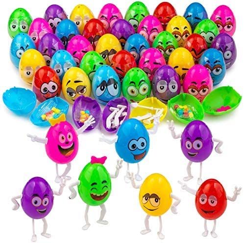 Photo 1 of Plastic Easter Eggs Filled With Candy - Prefilled Surprise Egg for Kids and Toddlers - Eggs Pre Stuffed with Candy for Egg Hunt - Bulk Pack Basket Stuffers