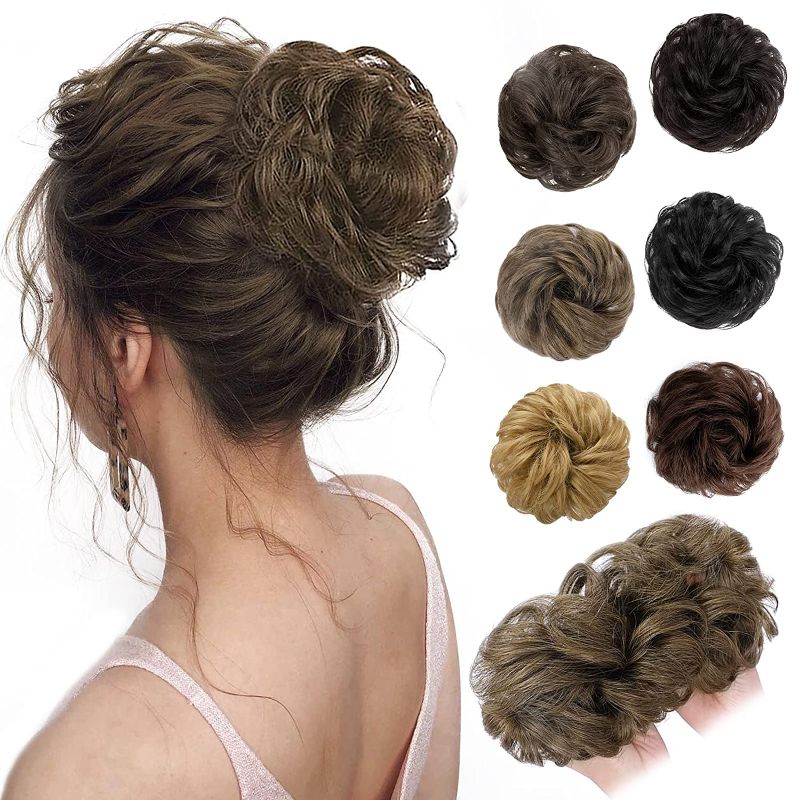 Photo 1 of FORCUTEU 100% Human Hair Bun Messy Bun Hairpiece for Women Messy Curly Bun Extension Chignon Messy Hair Bun Tousled Chignon Updo Hair Pieces for Women Girls?Light Brown?