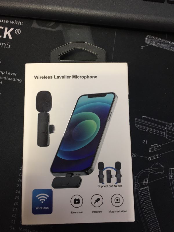 Photo 2 of Wireless Lavalier Microphone for iPhone, Plug-Play, Facebook Youtubers, Live Streaming, Vloggers, Interview, Video Recording, Noise Reduction, Auto Sync, Clip-on Lavalier Mic (No App or Bluetooth Needed)