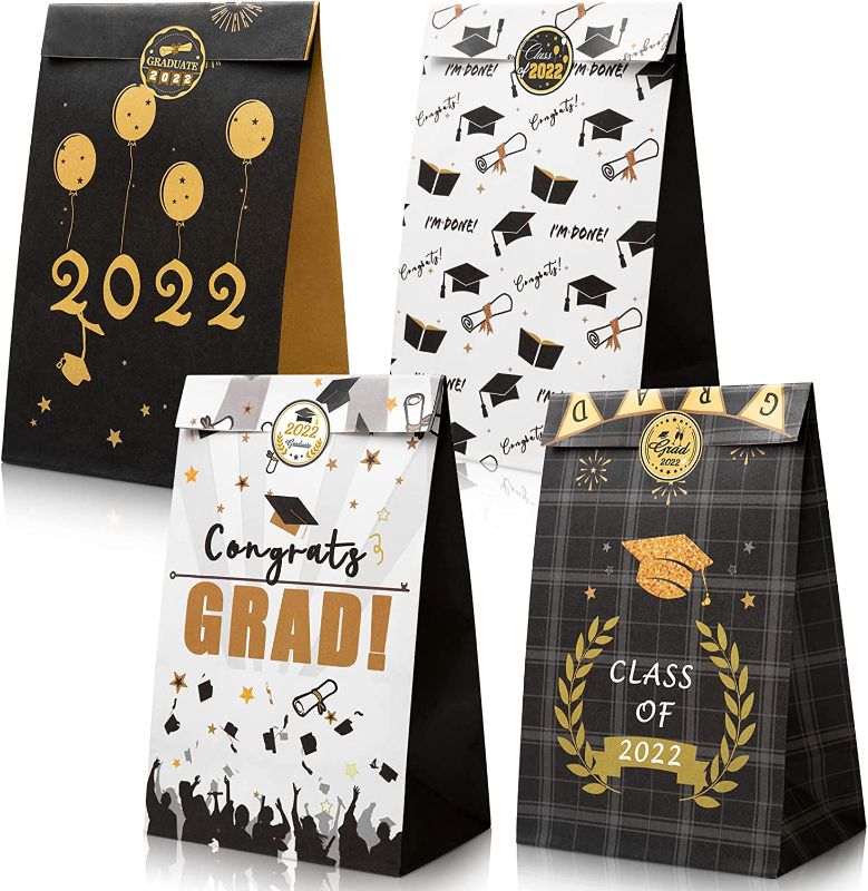 Photo 1 of 60 Pack Graduation Paper Party Gift Favor Bags Candy Treat Bags With 60 Stickers for 2022 Graduation Party Favors and Supplies Decoration
