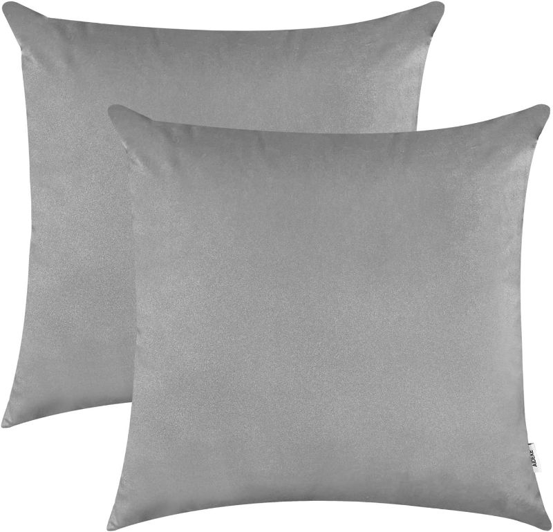 Photo 1 of AIDEKE Throw Pillow Covers -Home Decorative SOFE Velvet Pillow Case,Set of 2- for Couch Bed Bench Chair,16" x 16"(40 x 40cm),Light Gray
