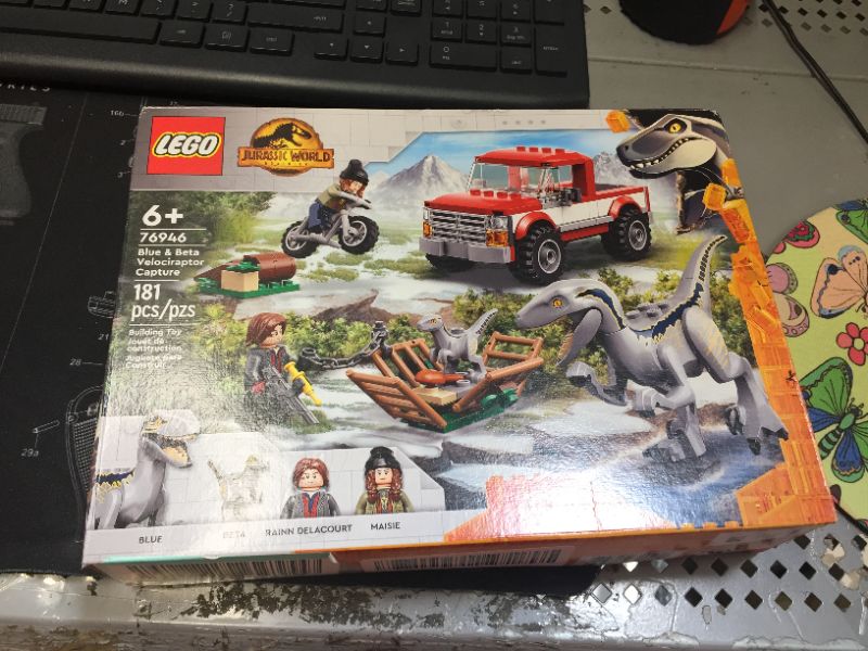 Photo 2 of LEGO Jurassic World Dominion Blue & Beta Velociraptor Capture 76946 Dinosaur Building Toy Set; for Kids Aged 6 and up (181 Pieces)
