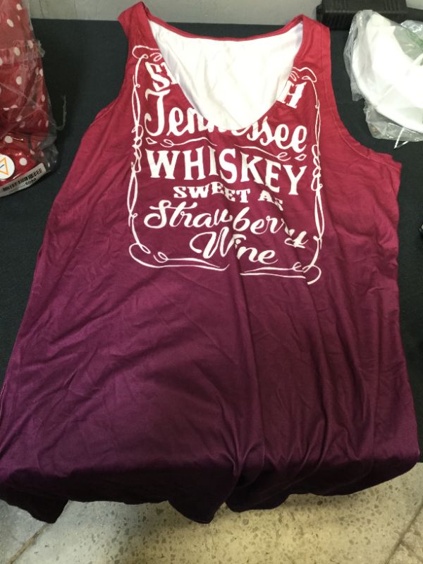 Photo 1 of Smooth As Tennessee Whiskey Sweet As Strawberry Wine DRESS Ring Hole Sleeveless Sexy V-Neck Womens Country Music Tank Top SIZE LARGE 
