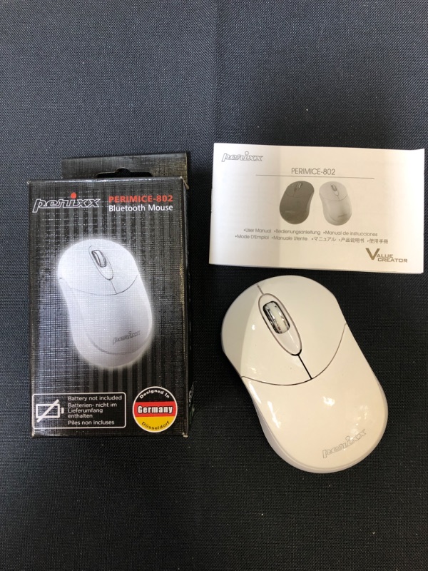Photo 1 of Perixx PERIMICE-802W Wireless Bluetooth Mouse - Portable Design for Windows, iOS, and Android Tablet - White
