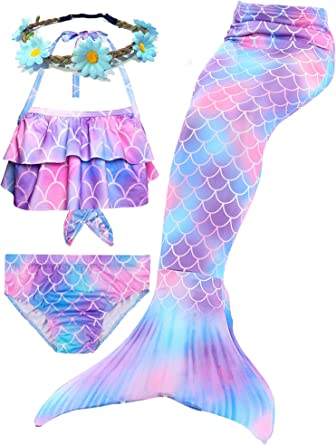 Photo 1 of  3Pcs Girls Swimsuits Mermaid for Swimming Mermaid Costume Bikini Set for Big Girls SIZE 9-10 