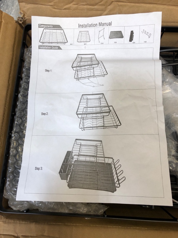 Photo 1 of 2 Tier Dish Drying Rack for Kitchen Counter, Aredy Black Metal Dish Drainers Rack with Drainboard, Large Dish Dryer with Detachable Cup Rack and Utensil Holder