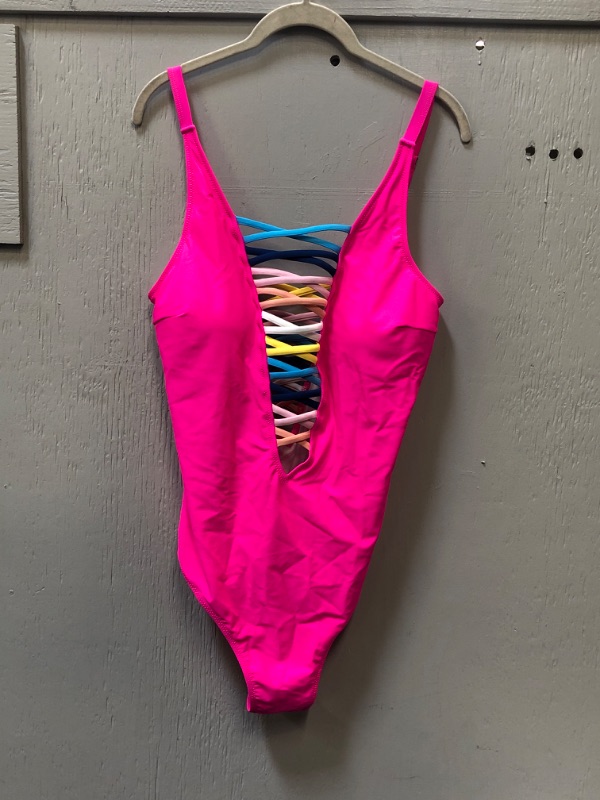 Photo 1 of 1 PC HOT PINK SWINSUIT WITH STRING V FRONT & BACK