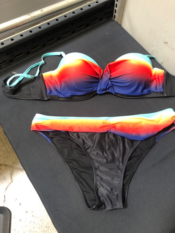 Photo 1 of  2 PC  RAINBOW/BLACK BIKINI SWINSUIT, SIZE 2XL 