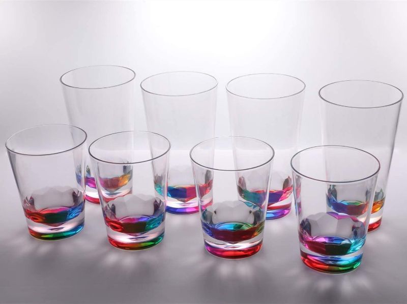 Photo 1 of 14oz and 22oz Rainbow Colored Acrylic Glasses, Set of 8 BPA Free
