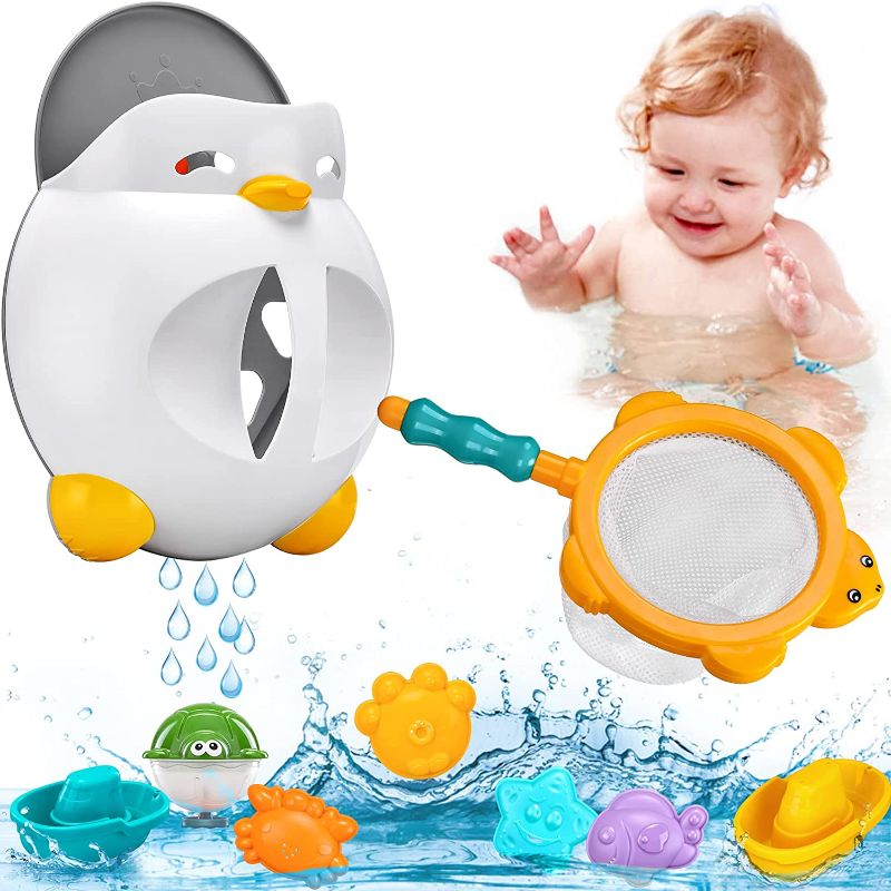 Photo 1 of Baby Bath Toys for Toddlers 1-3 Year Old, Kids Bathtub Shower Toy Organizer for Boys Girls Bathroom Toys Children Beach Toy Infant Swimming Pool Games Set
