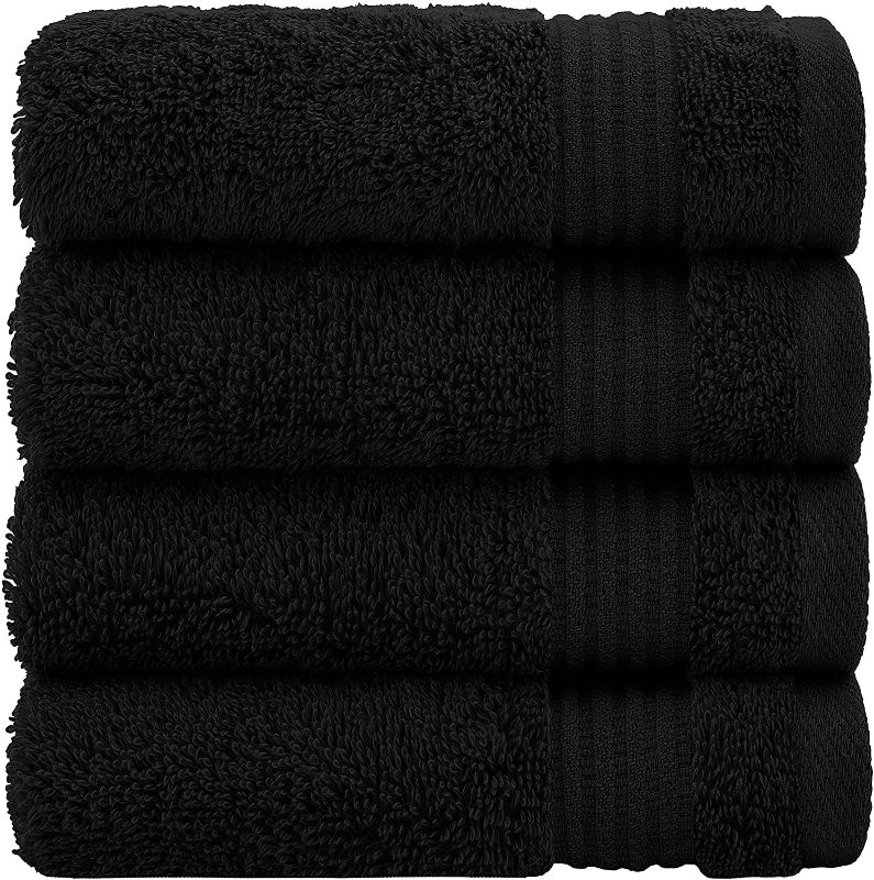 Photo 1 of All Design Towels Quick-Dry 4 Pieces Black Hand Towels - Highly Absorbent 100% Turkish Cotton - Perfect Lightweight Towel for Bathroom, Kitchen, Guests, Pool, Gym, Camp, Travel, College Dorm, Shower
