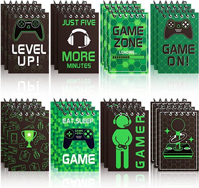 Photo 1 of 24 Pcs Video Game Party Favors Mini Gaming Notepads Mini Game Notebooks Game Spiral Notebook for Kids Note Taking Office School Party Birthday Supplies (Black Green)
