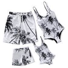 Photo 1 of Black Leafy Matching Swimsuits, L Men XL Women