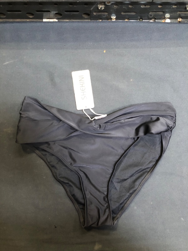 Photo 2 of SHEKINI Women's Cheeky Swimsuit Twist Front Bikini Bottoms Ruched Swim Bottoms, Large
