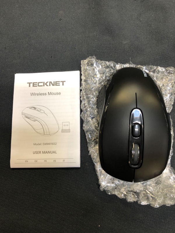 Photo 3 of Bluetooth Wireless Mouse, TECKNET 3 Modes Bluetooth 5.0 & 3.0 Mouse 2.4G Wireless Portable Optical Mouse with USB Nano Receiver, 2400 DPI for Laptop, MacBook, PC, Windows, Android, OS System (Black)
