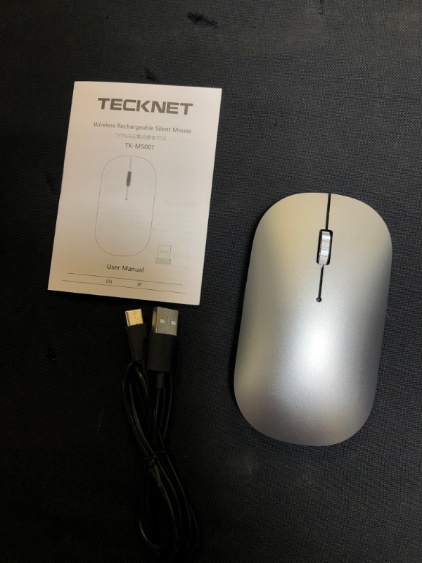Photo 3 of TECKNET Rechargeable Bluetooth Mouse for MacBook Pro/iPad/Laptop/Windows, Slim Silent Wireless Mouse Bluetooth 5.0/3.0 2.4G Portable Optical Cordless Mice with USB Receiver 4 Adjustable DPI
