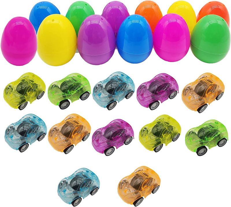 Photo 1 of Easter Eggs With Toys Inside 12PCS Easter Egg Fillers,Toy Filled Easter Eggs Filled with Pull-Back Cars
