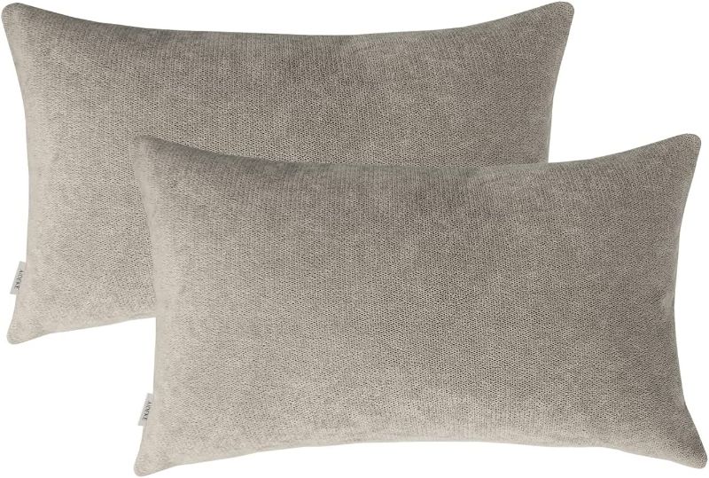 Photo 1 of AIDEKE Set of 2 Soft Velvet Pillow Covers Home Decorative Throw Pillow Case for Couch Bench Chair Bed,12" x 20"(30 x 50cm),Khaki
