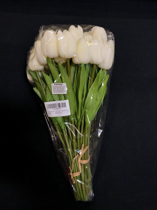 Photo 2 of 30pcs White 14" Artificial Latex Tulips Flowers for Wedding Party Home Decoration (White-30pcs)
