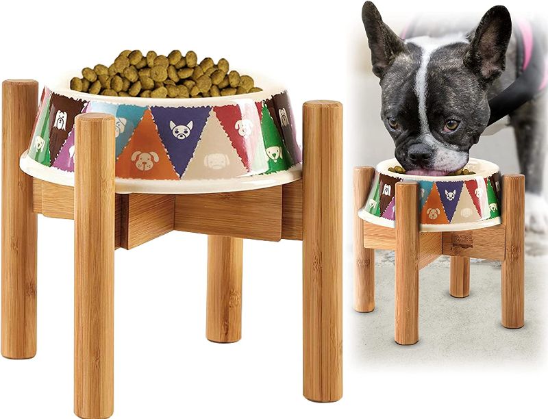 Photo 1 of Adjustable Dog Bowl Stand for Small Medium and Large Dogs - Expandable Holder of Water and Food Feeder Bowls - Wood
