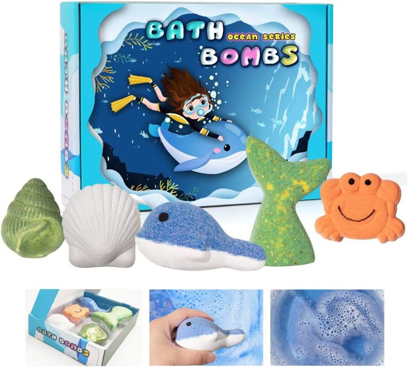 Photo 1 of Bath Bombs Organic Mermaid Bath Bomb Natural Shower Bombs Gift Set Handmade Bathbombs Individually Wrapped, Birthday Gifts,Thank You Gift for Kids Teens Women Freinds
