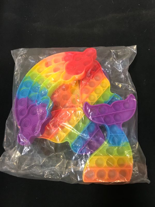 Photo 2 of 4 Packs Pop Poop Toy, Mouse Mermaid Butterfly Sensory Anxiety Stress Relief Satisfying ADHD Cheap Bubble Popper Po Set, Rainbow Poppop
