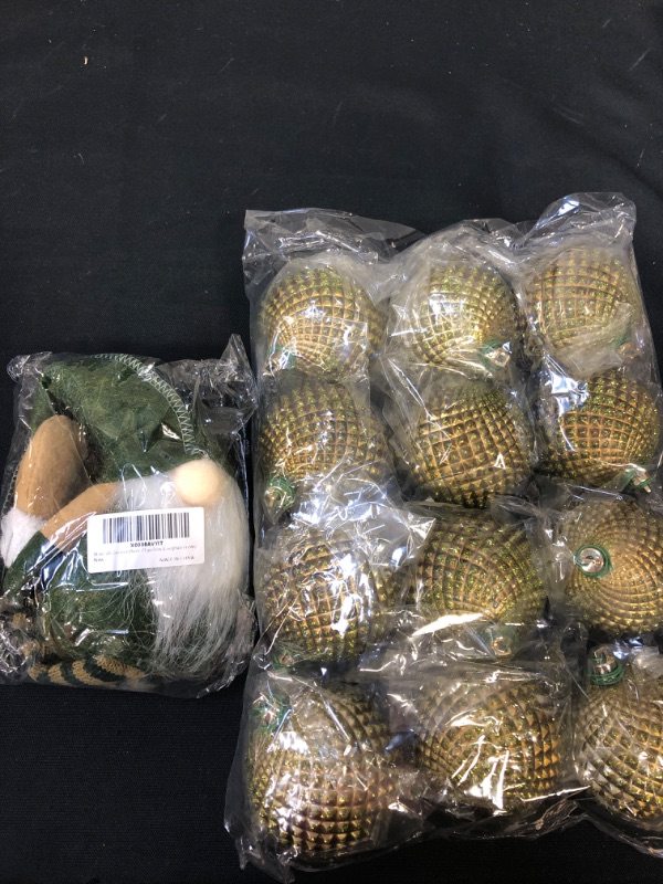 Photo 1 of 2 PC CRHISTMAS BAG
Vickerman Durian Glitter Decorative-Hanging-Ball-Ornaments, 2.75", Green, 12 Piece
iRonrain Unique Handmade Gnomes Doll Art Ornaments, Santa Dwarf Elf Tomte Plush Doll Gnome Leprechaun Figurines for Celebrations Holiday Party Christmas 