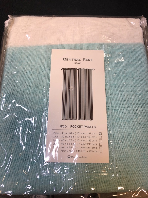 Photo 2 of Central Park Spa Blue and White Stripe Sheer Color Block Window Curtain Panel Pairs Linen Drape Treatment for Bedroom Living Room Farmhouse 54 inches Long with Rod Pocket,2 Panel Rustic Living Panels
