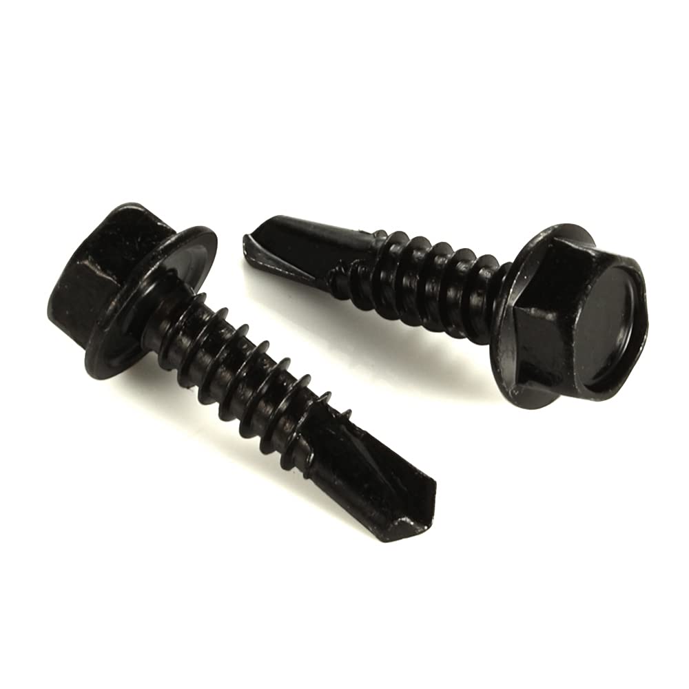 Photo 1 of #8 x 3/4" Hex Washer Head Self Drilling Screws Black Oxidized, 410 Stainless Steel, 100 PCS
