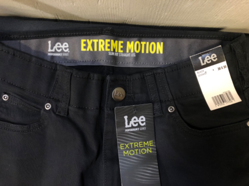 Photo 5 of Lee Men's Performance Series Extreme Motion Slim Straight Leg Jean Black 30X30
