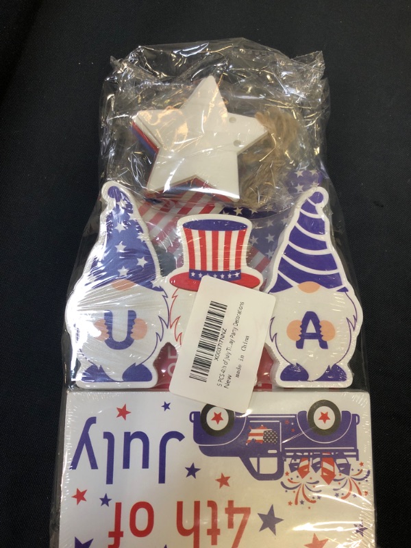 Photo 2 of 5 PCS 4th of July Tiered Tray Decor (Tray Not Included) - Stars and Stripes Wooden Table Sign, USA Gnomes Wood Sign, Fourth of July Patriotic Decorations for Independence Day Memorial Day Veterans Day

