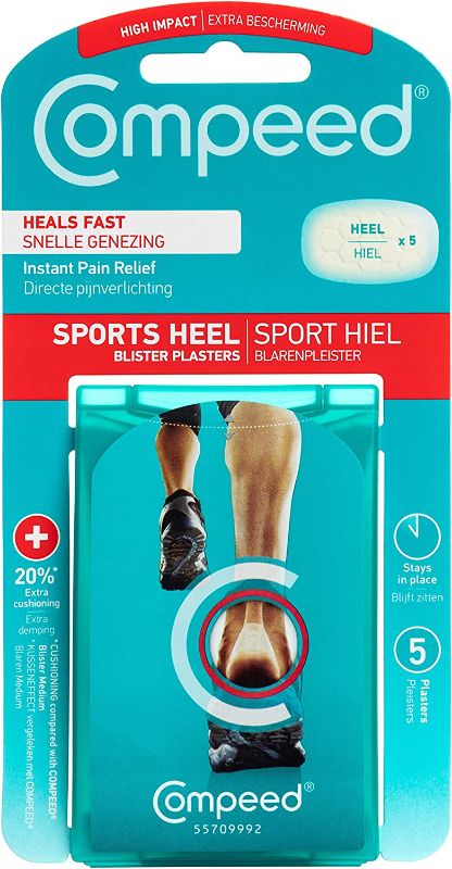 Photo 1 of Compeed Advanced Blister Care 5 Count Sports Pads (2 Packs), Hydrocolloid Bandages, Heel Blister Patches, Blister on Foot, Blister Prevention & Treatment Help, Waterproof Cushions
