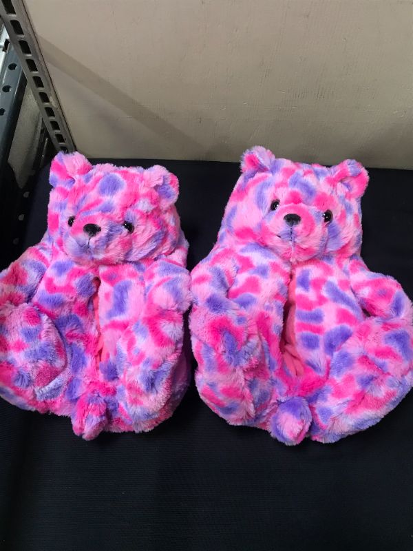 Photo 1 of ADULT BEAR SLIPPERS PINK/PURPLE LARGE