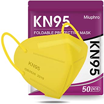 Photo 1 of Miuphro KN95 Face Mask, 5-Layer Design Cup Dust Safety KN95 Masks 50 Pack, Yellow
