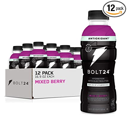 Photo 1 of BOLT24 Antioxidant, Advanced Electrolyte Drink Fueled by Gatorade, Vitamin A & C, Mixed Berry, No Artificial Sweeteners or Flavors, Great for Athletes, 16.9 Fl Oz, (12 Pack)
EXP JUNE 2022