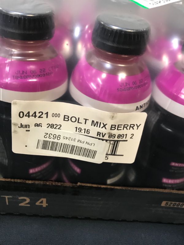 Photo 2 of BOLT24 Antioxidant, Advanced Electrolyte Drink Fueled by Gatorade, Vitamin A & C, Mixed Berry, No Artificial Sweeteners or Flavors, Great for Athletes, 16.9 Fl Oz, (12 Pack)
EXP JUNE 2022