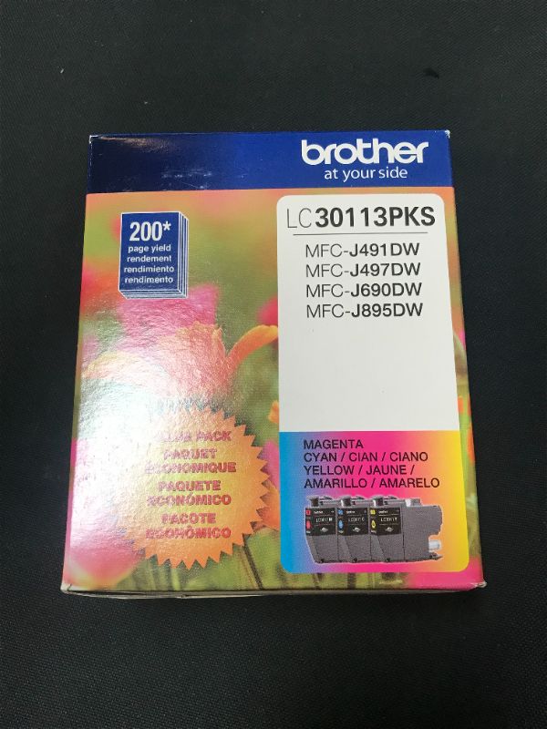 Photo 2 of Brother Genuine LC30113PKS 3-Pack Standard Yield Color Ink Cartridges, Page Yield Up to 200 Pages/Cartridge Includes Cyan, Magenta and Yellow, LC3011
