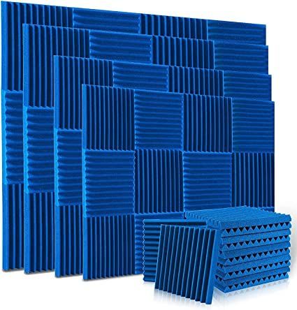Photo 1 of 48 Pack Acoustic Panels, ALPOWL Acoustic Foam Panels 1" X 12" X 12" Inches, Soundproof Wall Panels with Fire and Sound Insulation Effect, Sound Panels wedges for Studios, Homes, Office (BLUE)

