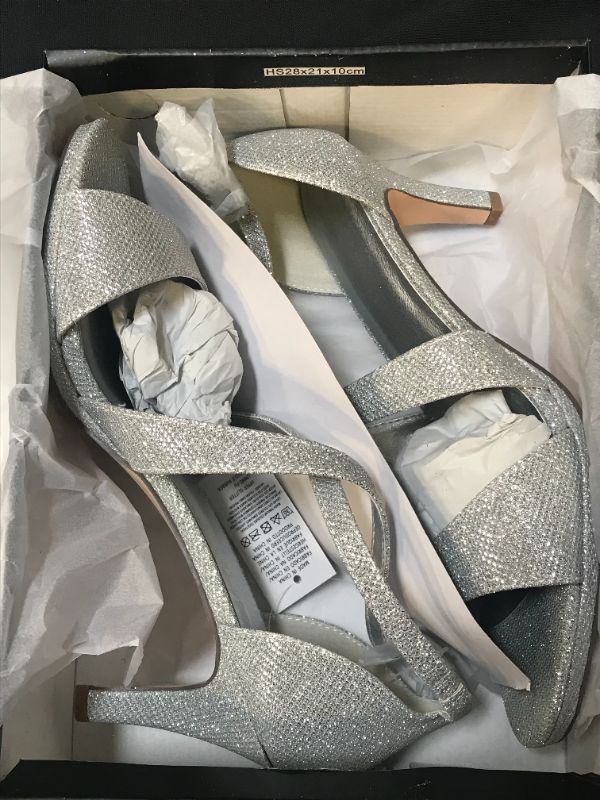 Photo 2 of MYSOFT WOMENS SPARKLY STRAPPY WEDDING HEELS SILVER CROSS SIZE 10