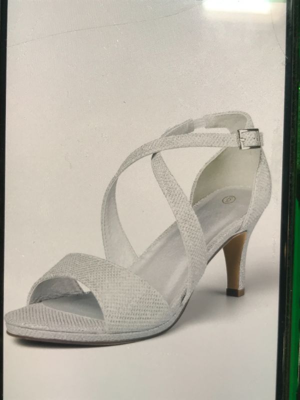 Photo 1 of MYSOFT WOMENS SPARKLY STRAPPY WEDDING HEELS SILVER CROSS SIZE 10