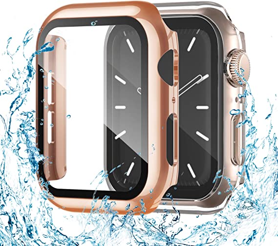 Photo 1 of [2 CT] Compatible for Apple Watch Case Series 6/SE/5/4 44mm with Screen Protector, Waterproof Hard PC Case Ultra-Thin HD Clear Bumper All Around Protective Cover Anti-Fog for iWatch Men Women - 4 PCK
